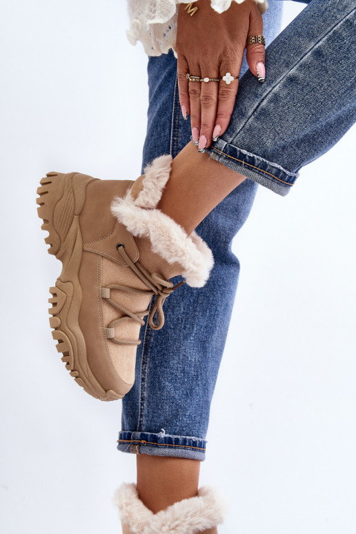 Botas de mujer con pelo beige Cresandi Botas de mujer con pelo beige Cresandi