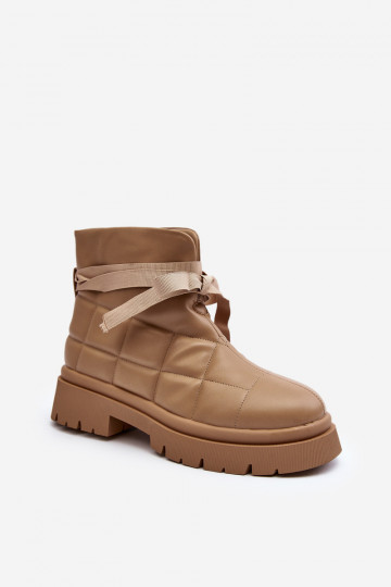 Botas con estampados acolchados en color caqui Bizzanti