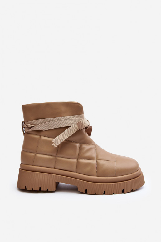 Botas con estampados acolchados en color caqui Bizzanti