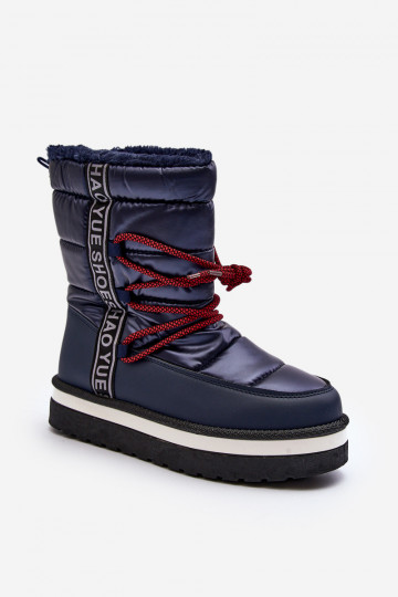 botas de nieve con detalles elegantes en azul oscuro Lilara