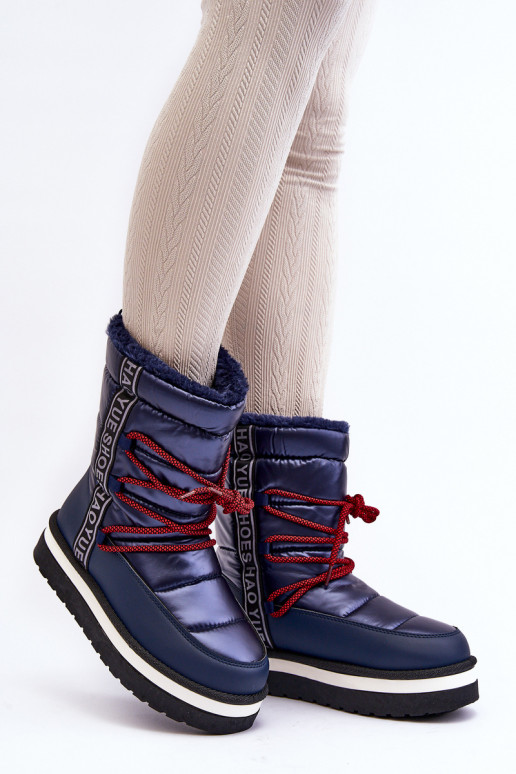 botas de nieve con detalles elegantes en azul oscuro Lilara