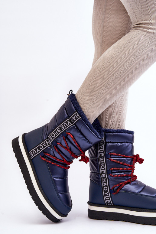 botas de nieve con detalles elegantes en azul oscuro Lilara