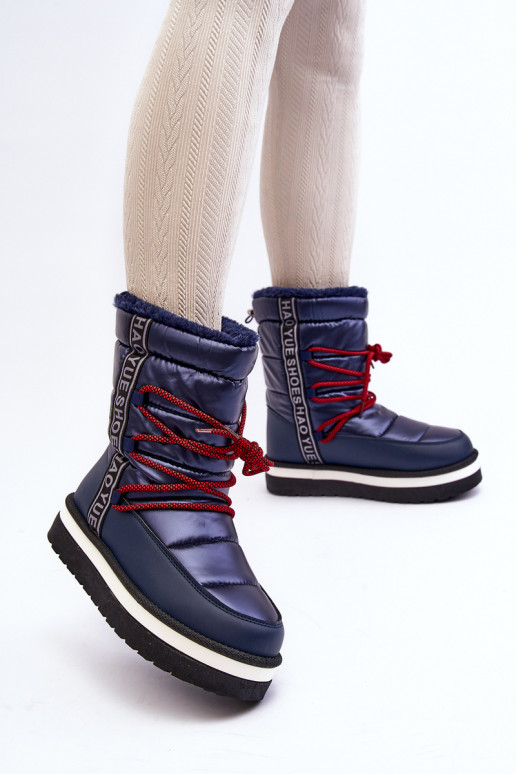 botas de nieve con detalles elegantes en azul oscuro Lilara