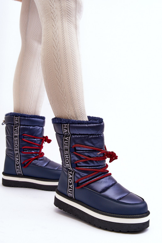 botas de nieve con detalles elegantes en azul oscuro Lilara