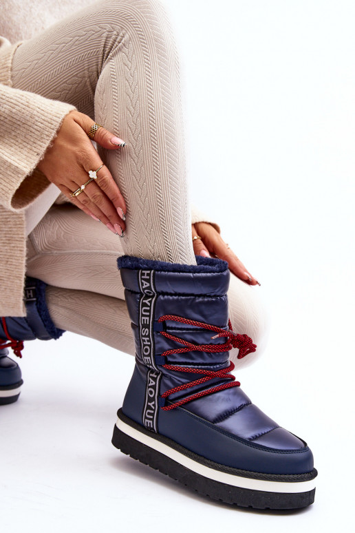 botas de nieve con detalles elegantes en azul oscuro Lilara