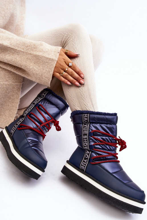 botas de nieve con detalles elegantes en azul oscuro Lilara