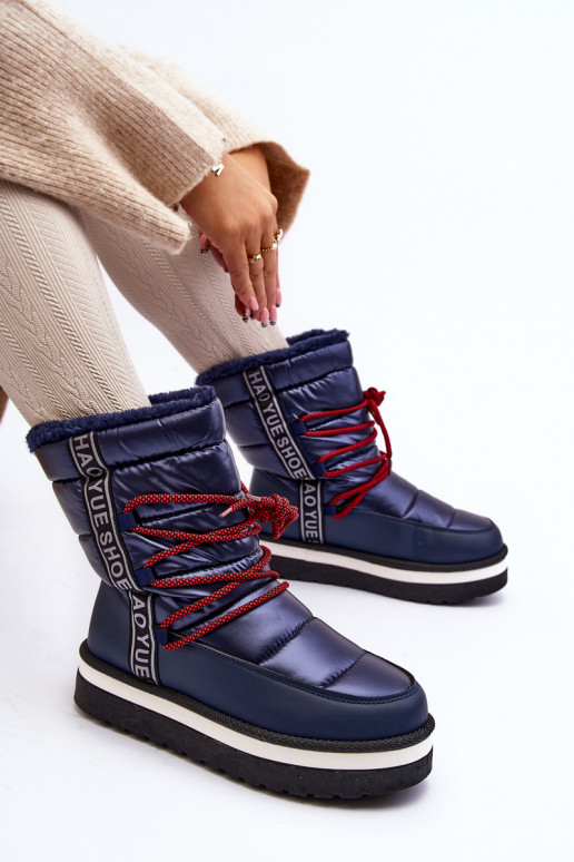 botas de nieve con detalles elegantes en azul oscuro Lilara