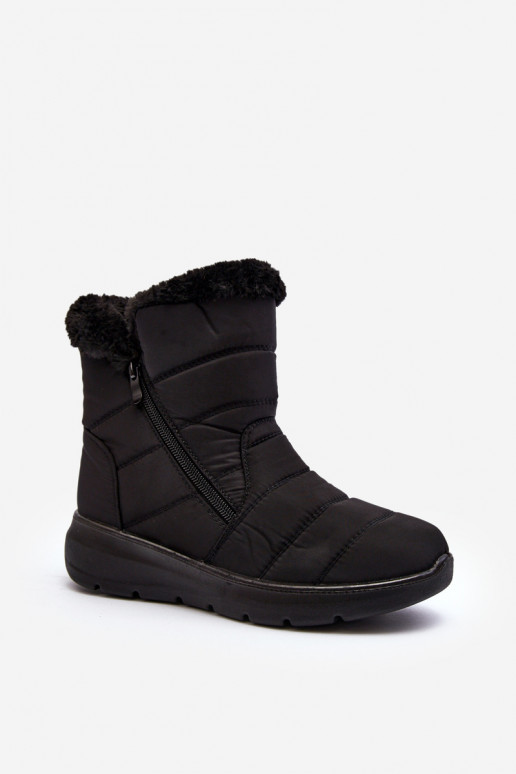 Botas para la nieve con cremallera y pelo en negro Zeuna