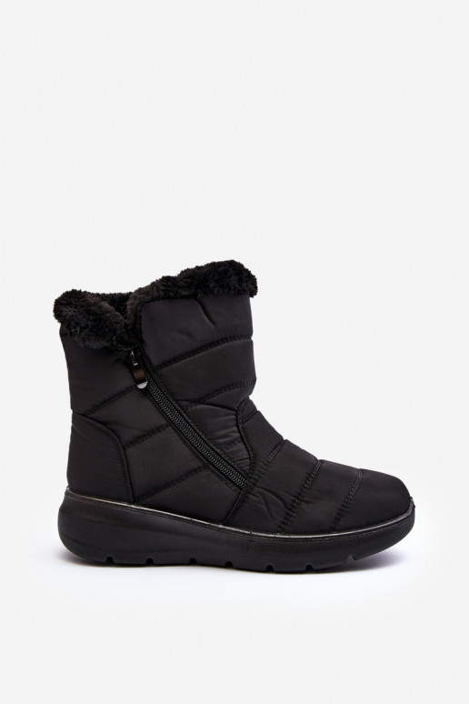 Botas para la nieve con cremallera y pelo en negro Zeuna
