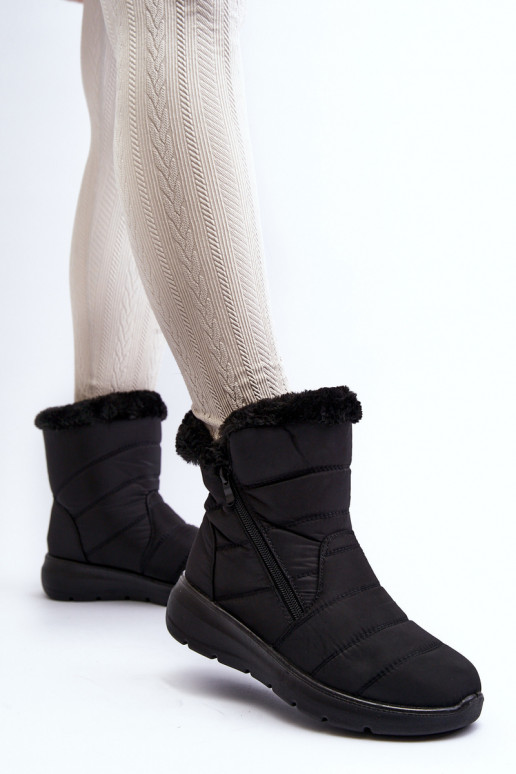 Botas para la nieve con cremallera y pelo en negro Zeuna