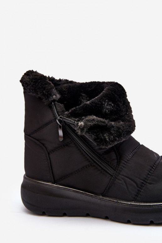 Botas para la nieve con cremallera y pelo en negro Zeuna