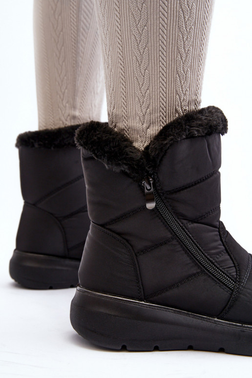 Botas para la nieve con cremallera y pelo en negro Zeuna
