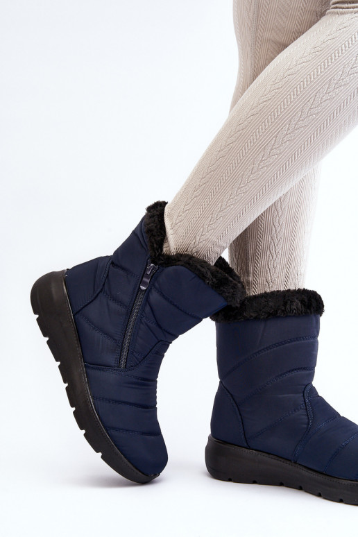 botas de nieve con cremallera y pelo en azul oscuro Zeuna botas de nieve con cremallera y pelo en azul oscuro Zeuna