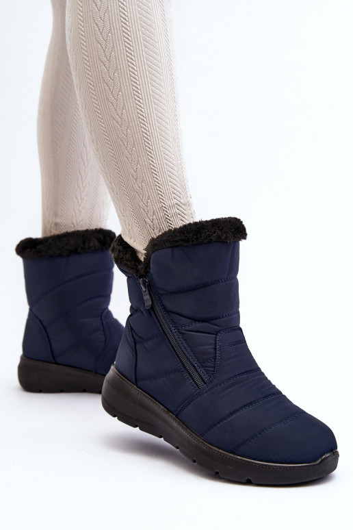 botas de nieve con cremallera y pelo en azul oscuro Zeuna botas de nieve con cremallera y pelo en azul oscuro Zeuna