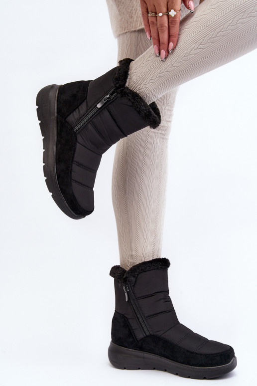 botas de nieve con pelo en negro Primose