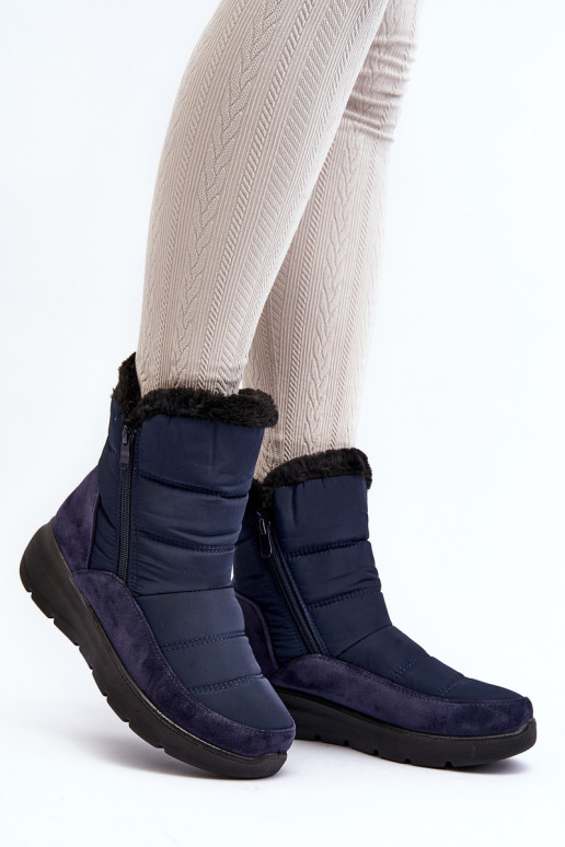 botas de nieve con pelo en azul oscuro Primose