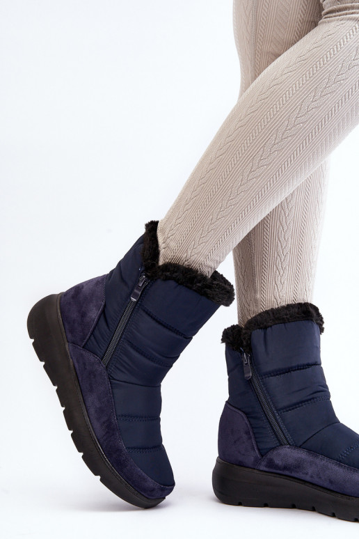 botas de nieve con pelo en azul oscuro Primose