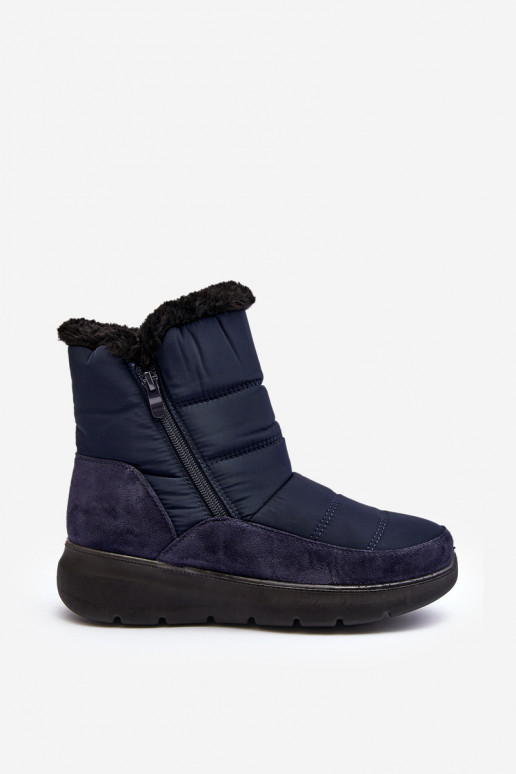 botas de nieve con pelo en azul oscuro Primose