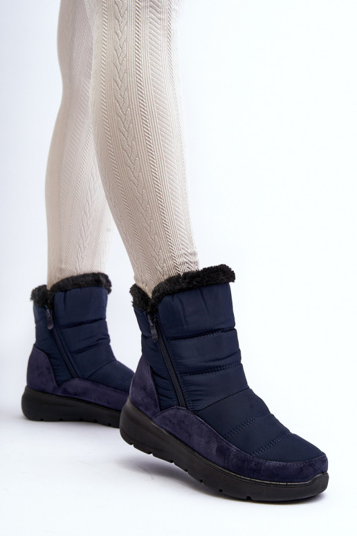 botas de nieve con pelo en azul oscuro Primose