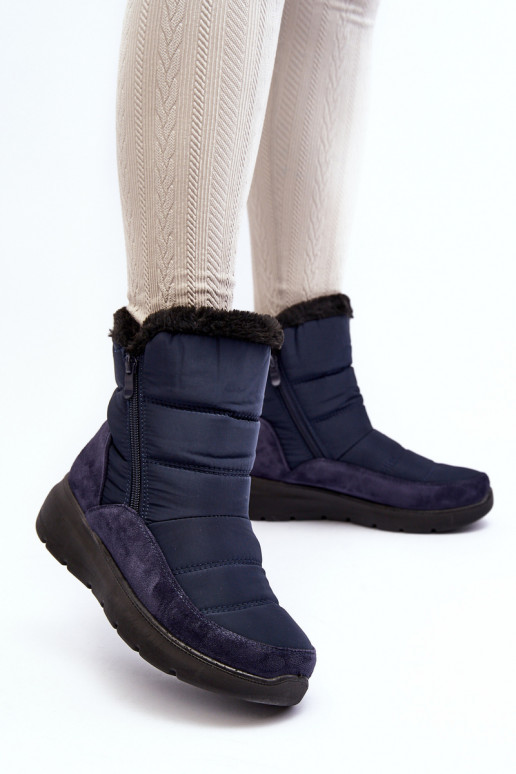 botas de nieve con pelo en azul oscuro Primose