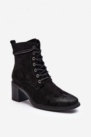 Botas de tacón bajo con cordones en color negro Serellia