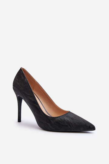 Zapatos de tacón decorados con color negro brillo Klonisa 2