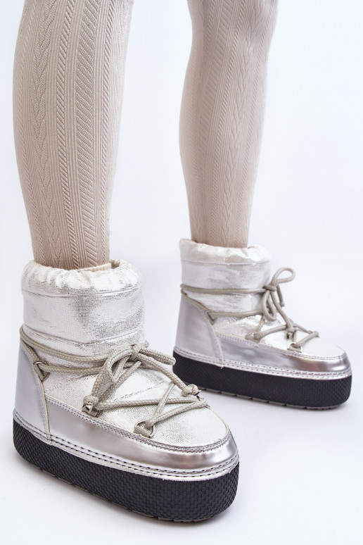 botas de nieve con detalles elegantes en plateado Toolsa