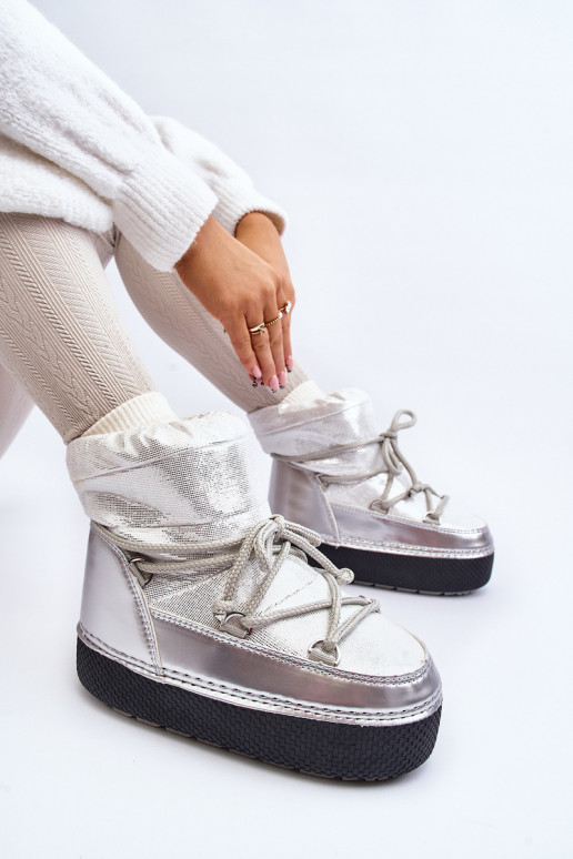 botas de nieve con detalles elegantes en plateado Toolsa