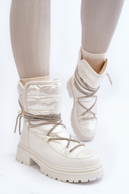 Botas de nieve cálidas en color blanco Rilana Botas de nieve cálidas en color blanco Rilana