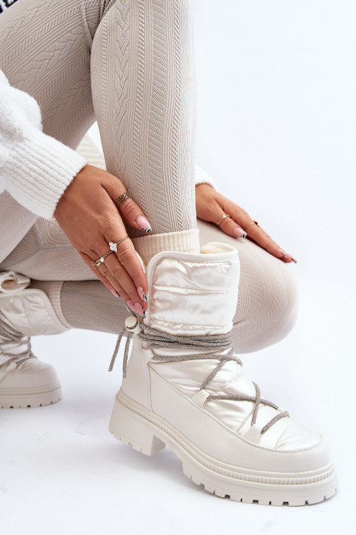 Botas de nieve cálidas en color blanco Rilana Botas de nieve cálidas en color blanco Rilana