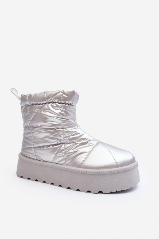 Botas de nieve con plataforma en color plateado Fionia