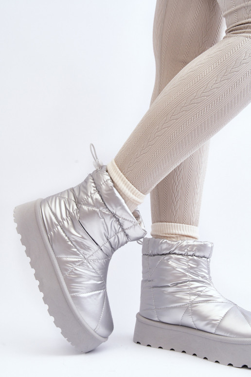 Botas de nieve con plataforma en color plateado Fionia