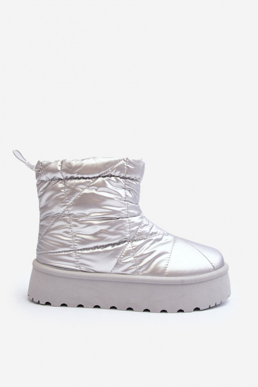 Botas de nieve con plataforma en color plateado Fionia