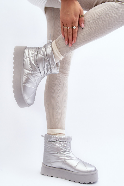 Botas de nieve con plataforma en color plateado Fionia
