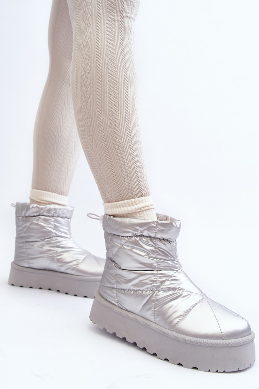 Botas de nieve con plataforma en color plateado Fionia