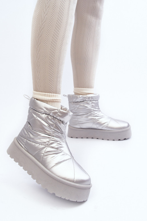 Botas de nieve con plataforma en color plateado Fionia