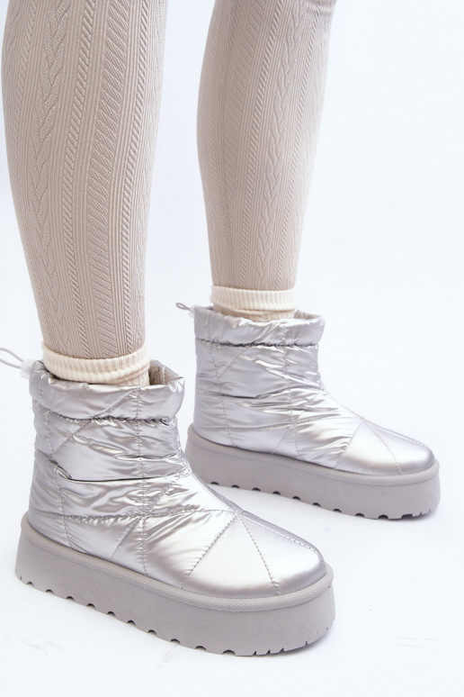 Botas de nieve con plataforma en color plateado Fionia