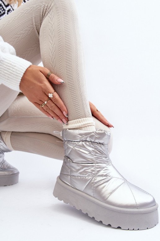 Botas de nieve con plataforma en color plateado Fionia