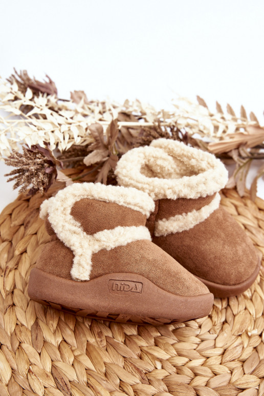 Botas de nieve para niños con cierres adhesivos en color marrón Unitia