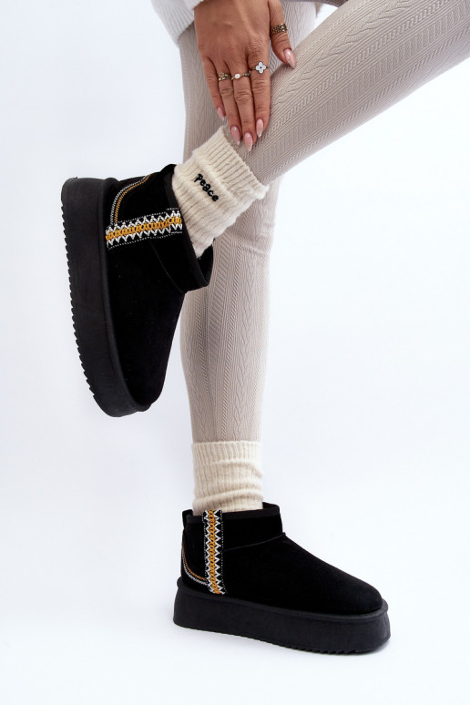 botas de nieve con plataforma estampadas en negro Udra