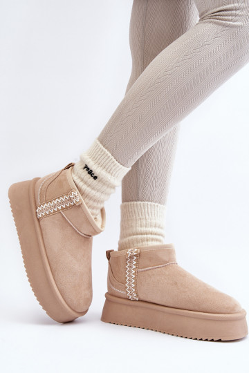 botas de nieve con plataforma estampadas en beis Udra