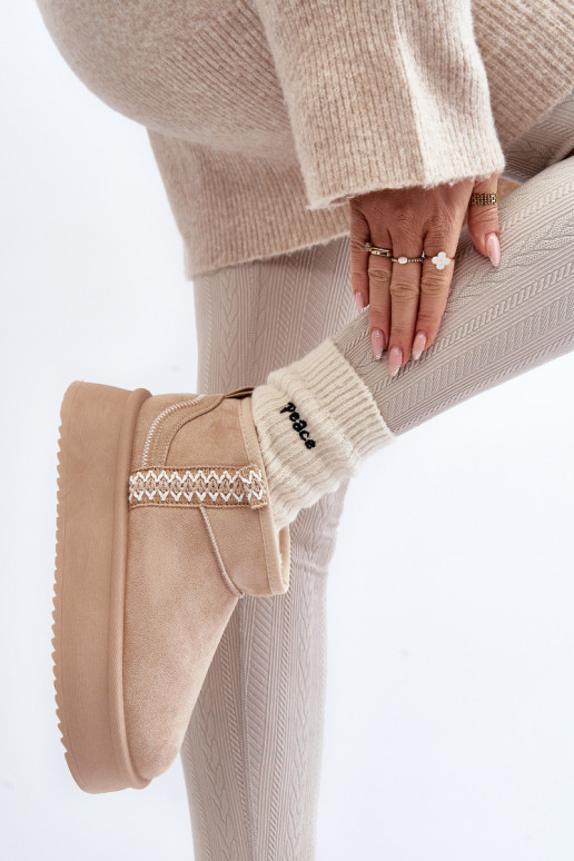 botas de nieve con plataforma estampadas en beis Udra
