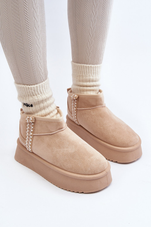 botas de nieve con plataforma estampadas en beis Udra