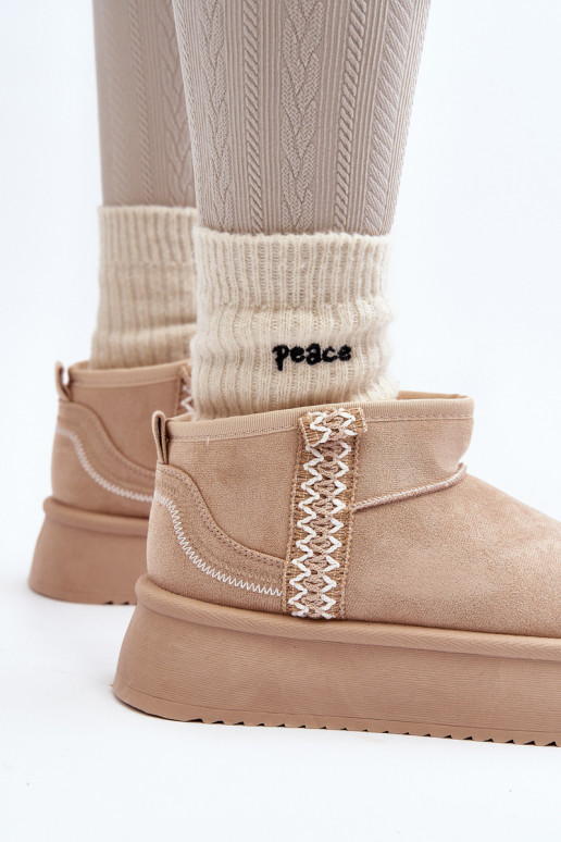 botas de nieve con plataforma estampadas en beis Udra