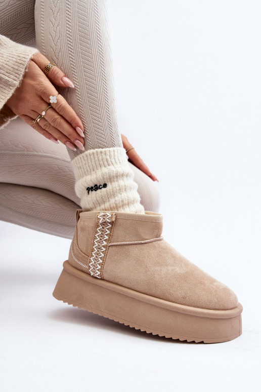 botas de nieve con plataforma estampadas en beis Udra