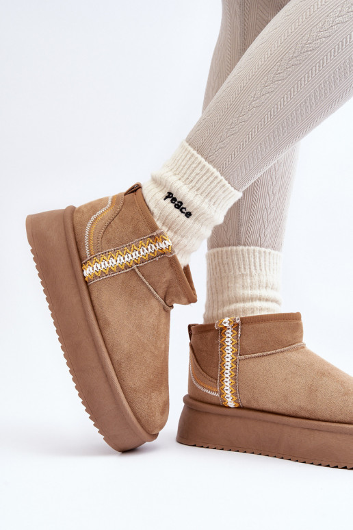 botas de nieve con plataforma estampadas en marrón Udra