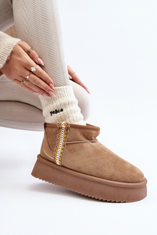 botas de nieve con plataforma estampadas en marrón Udra
