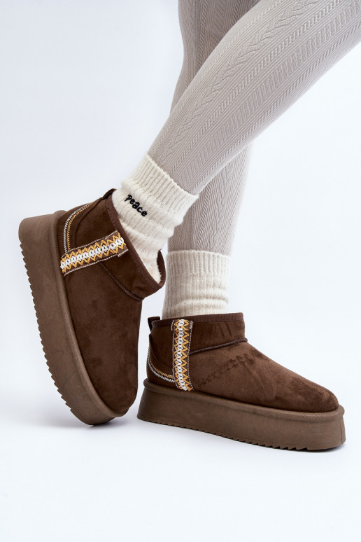 botas para la nieve con plataforma estampada en caqui Udra