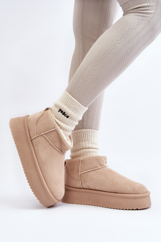 botas de nieve con suela maciza beige Caliksa botas de nieve con suela maciza beige Caliksa