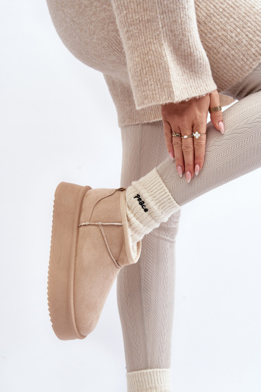 botas de nieve con suela maciza beige Caliksa botas de nieve con suela maciza beige Caliksa